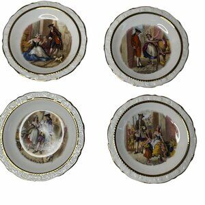 Paragon China 4 Small Plates Yellow Primroses Lavender Orange Black Cherries